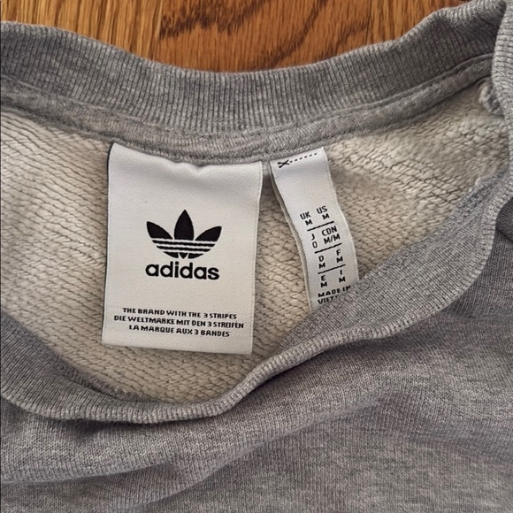 Adidas Heather Gray Crewneck Men's M Large Logo - Picture 3 of 5